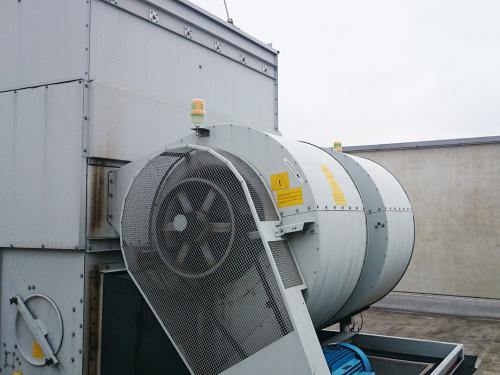 Weatherproof axial exhaust fan for factory roof installations from hitecfan.com